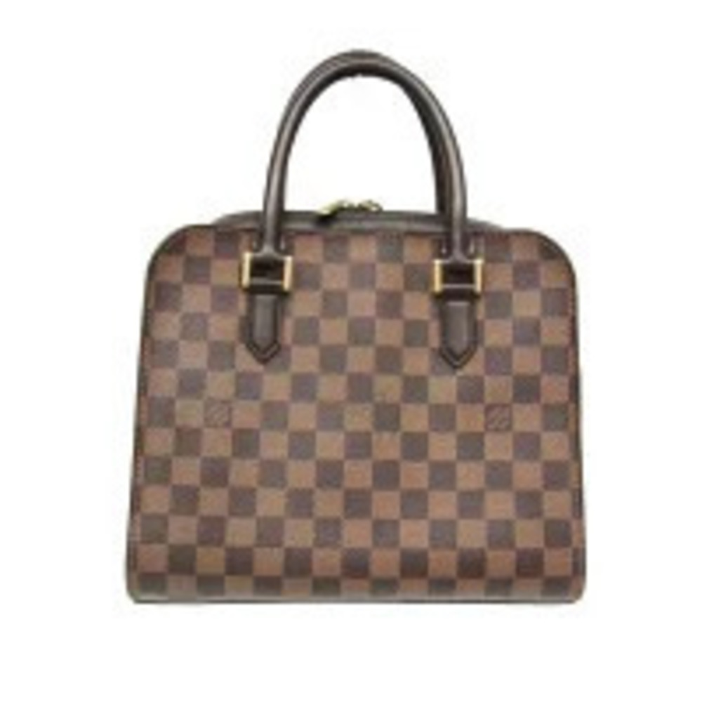 Louis Vuitton Damier Triana Top Handle Bag Canvas Leather Ebene Brown